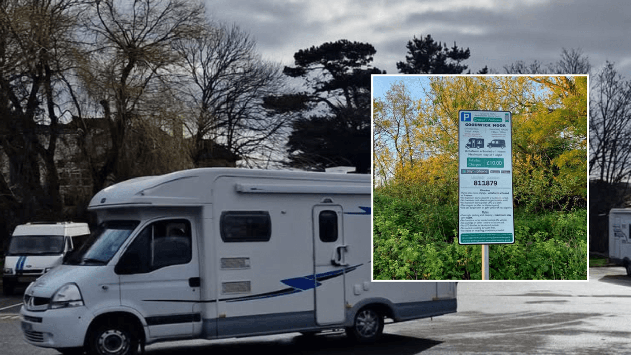 Motorhome and parking sign