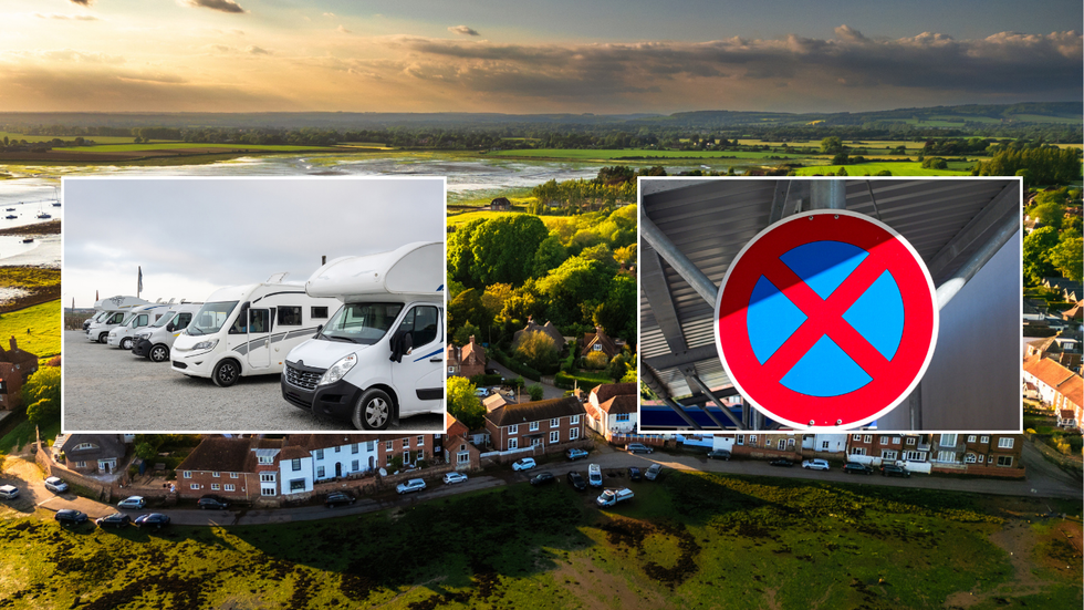 Motorhome and West Sussex and parking sign