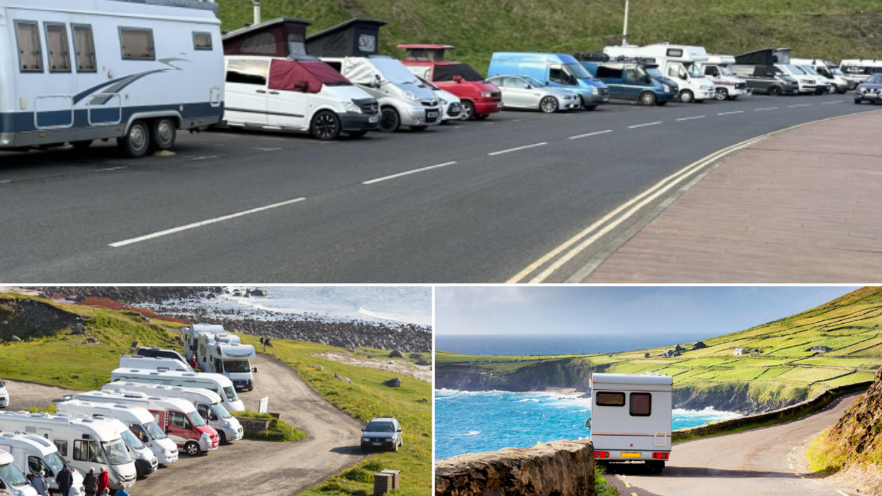 Motorhomes parked in popular seafront tourist destinations