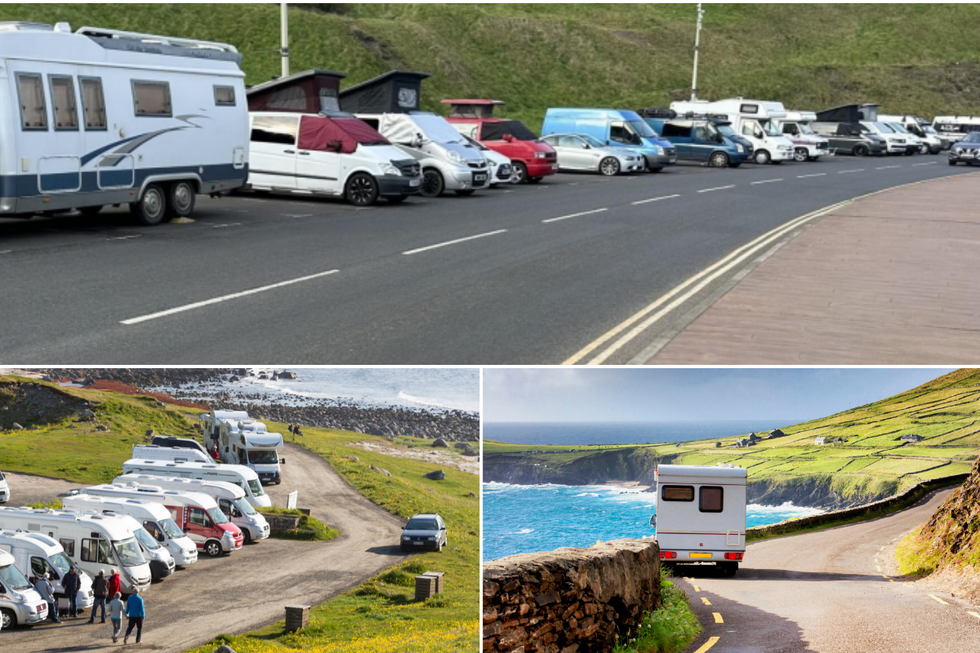Motorhomes parked in popular seafront tourist destinations