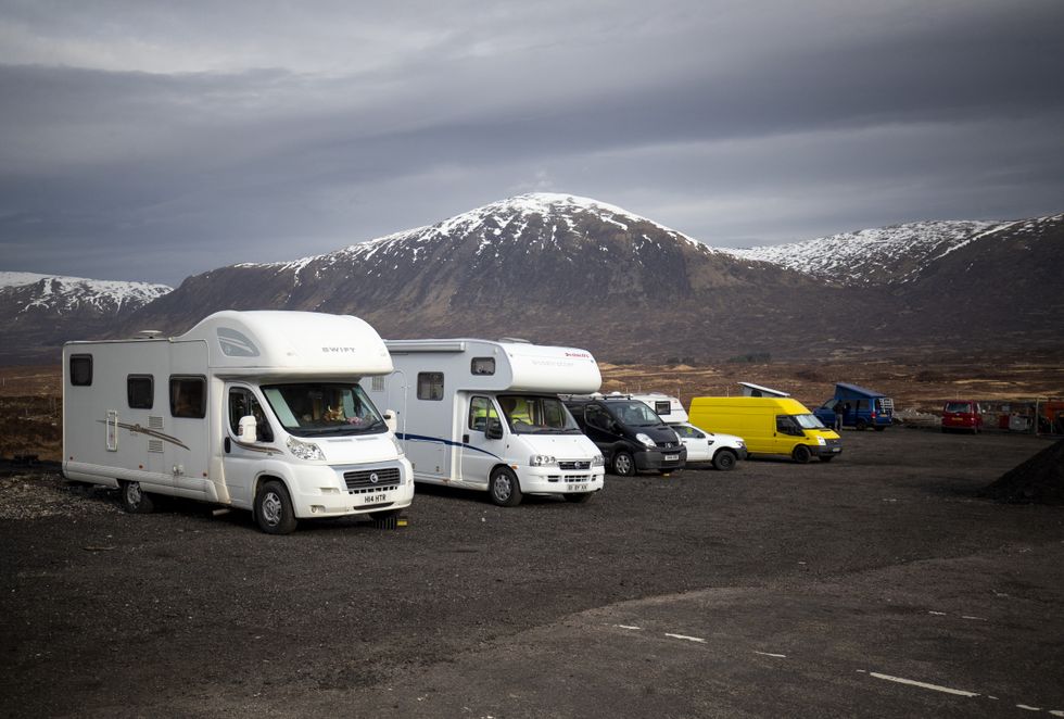 Motorhomes parked in Scotland