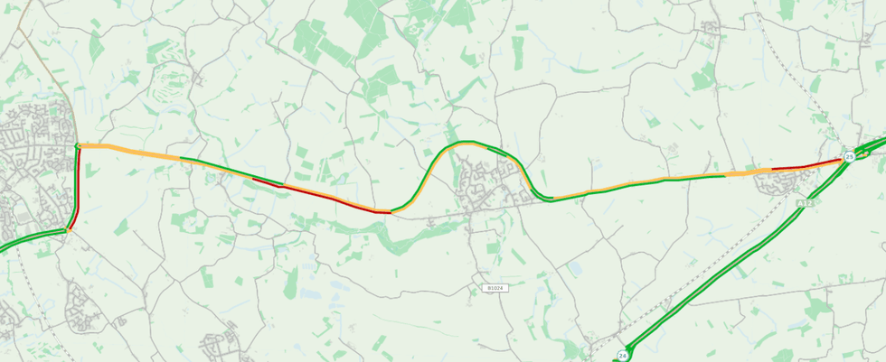 Motorists are also facing delays on the A12 near Stansted Airport