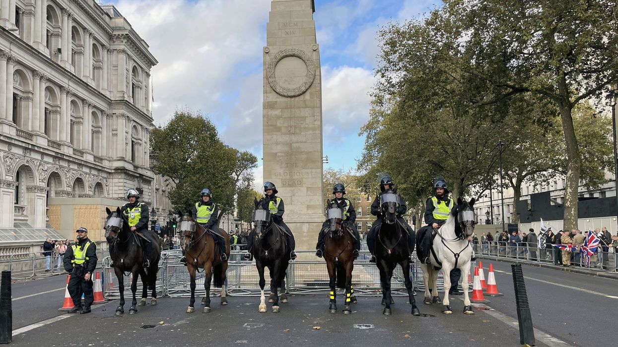 Mounted police in front of Cenotaph