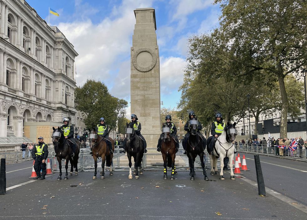 Mounted police in front of Cenotaph