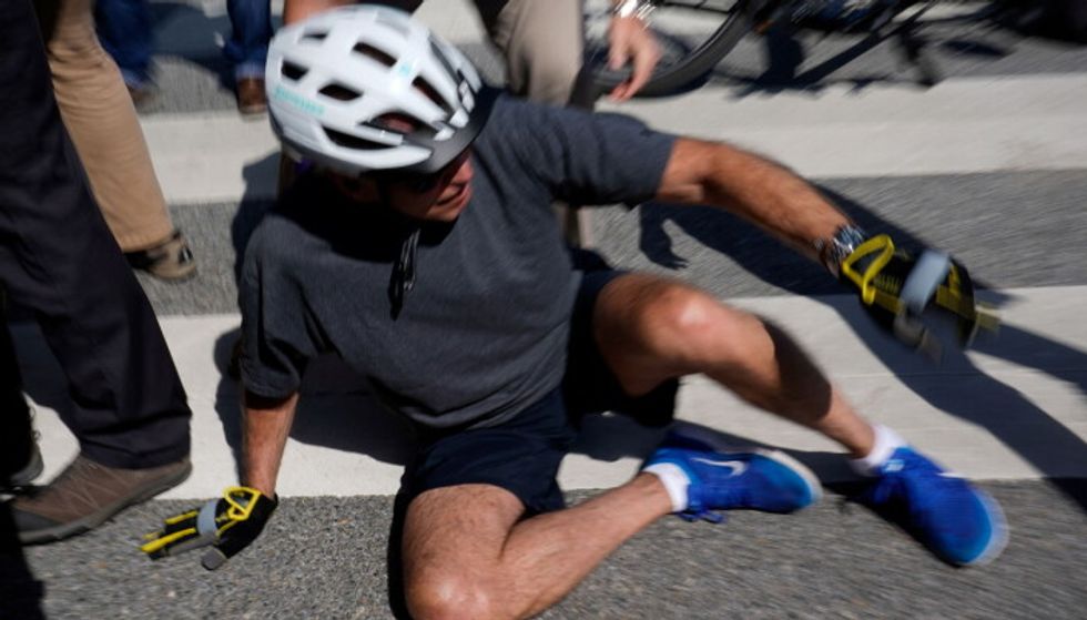 Mr Biden tumbled off his bike just days ago
