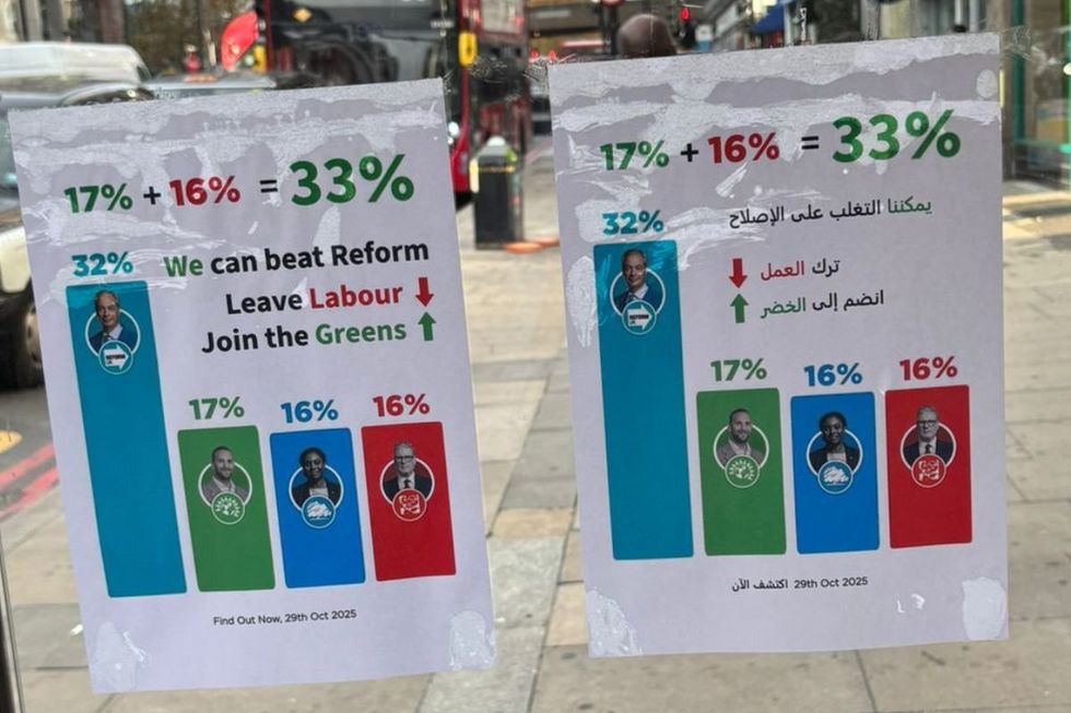 Mr Farage, Mr Polanski, Mrs Badenoch and Sir Keir's faces all featured on the poster