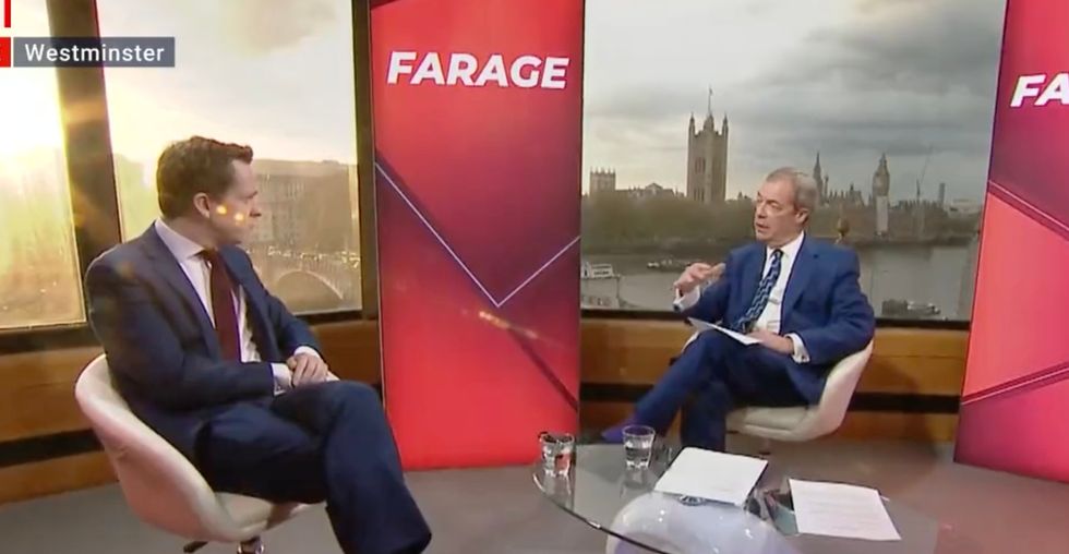 Mr Pursglove in conversation with Nigel Farage