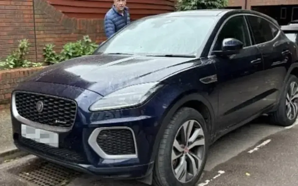 Mr Simpson with the stolen Jaguar E-Pace