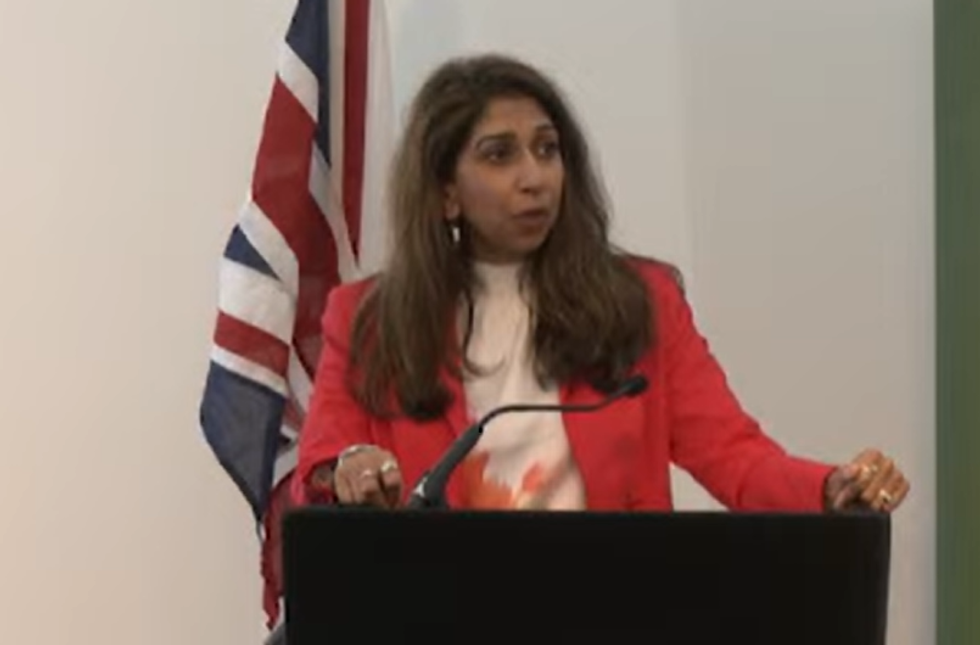 Mrs Braverman, who has been tipped to defect to Reform UK, joined ex-Brexit negotiator Lord Frost to discuss the implications of leaving the Strasbourg convention