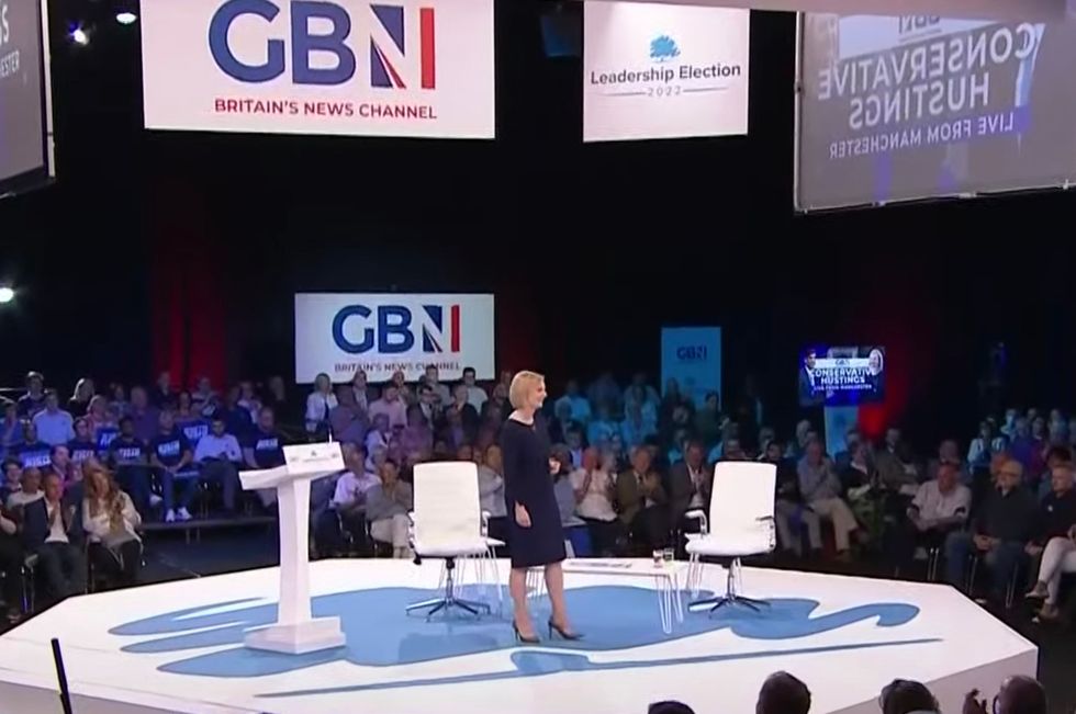 Ms Truss made a speech in front of audience members during the hustings in Manchester