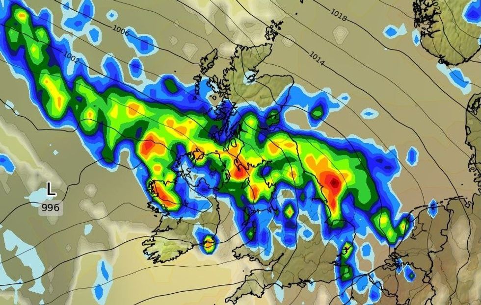 Much of the country can expect downpours
