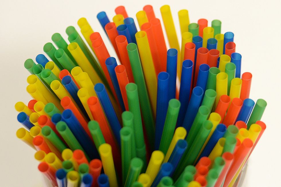 Multi-coloured plastic straws