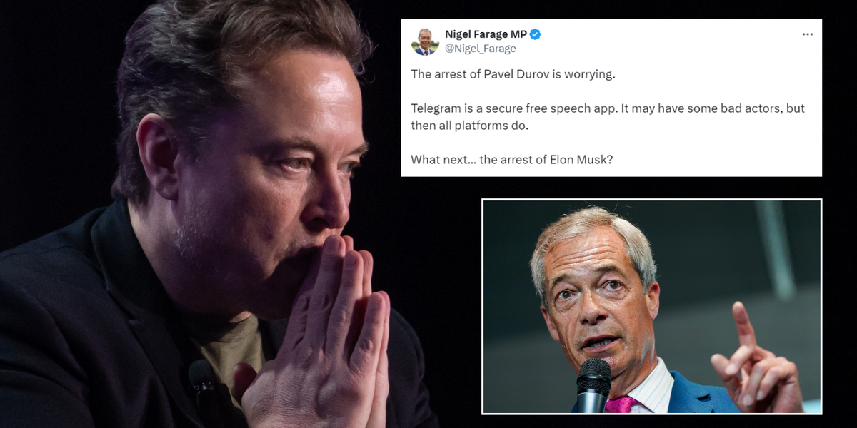 NextImg:Nigel Farage sounds the alarm over Elon Musk arrest as he issues free speech warning