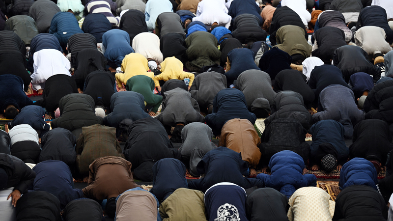 Muslims praying