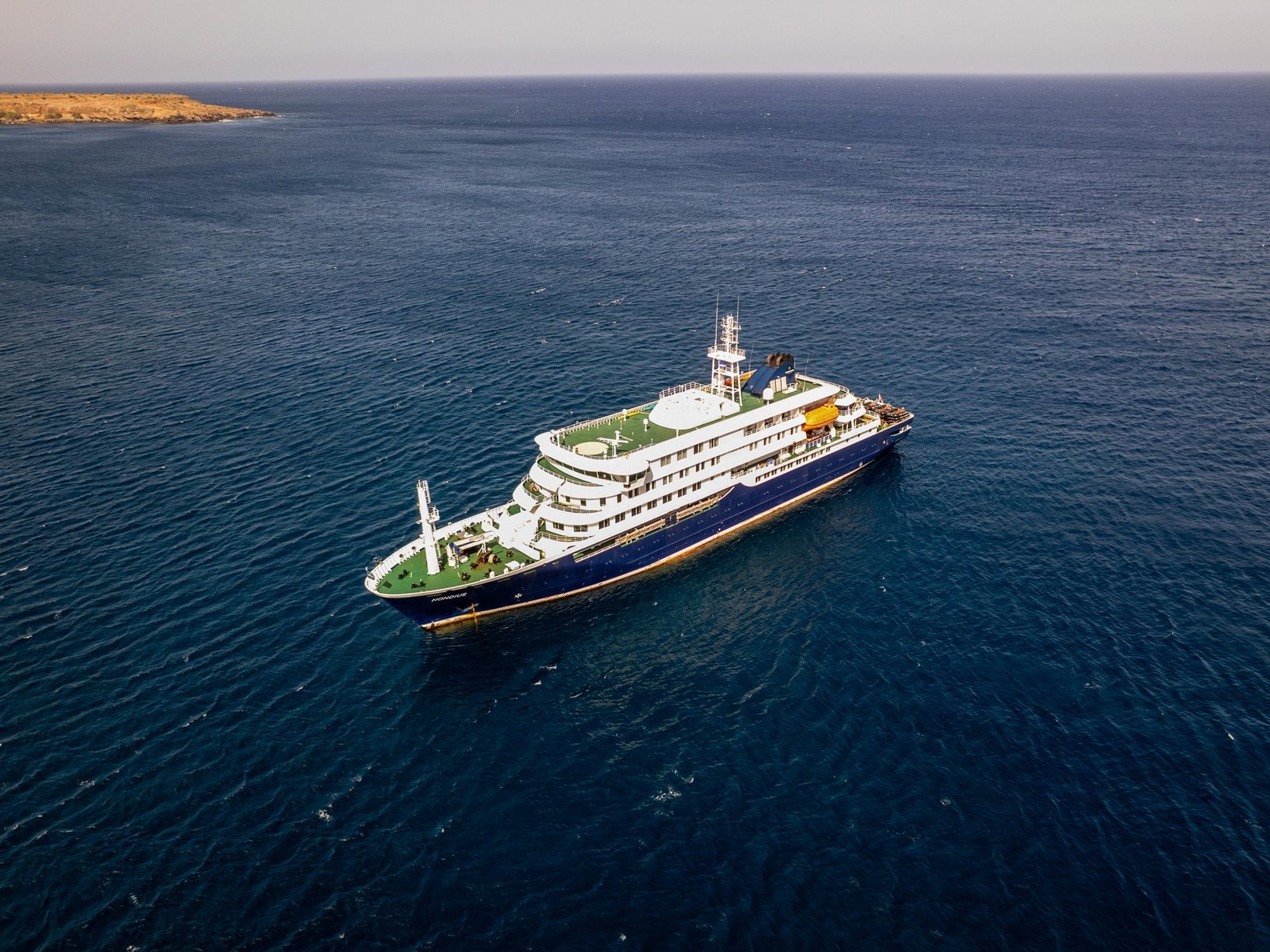MV Hondius stationary off the port of Praia, the capital of Cape Verde