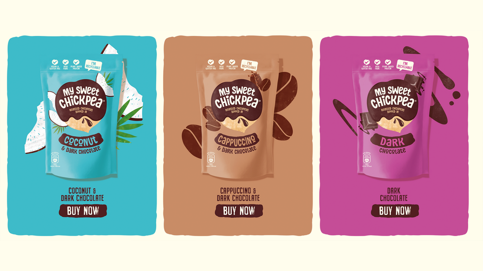 My Sweet Chickpea Coconut and Dark Hazelnut, Cappuccino & Dark Chocolate, and Dark Chocolate