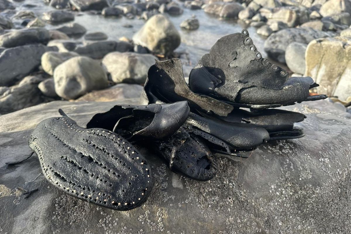 Mystery as dozens of Victorian shoes wash up on British beach