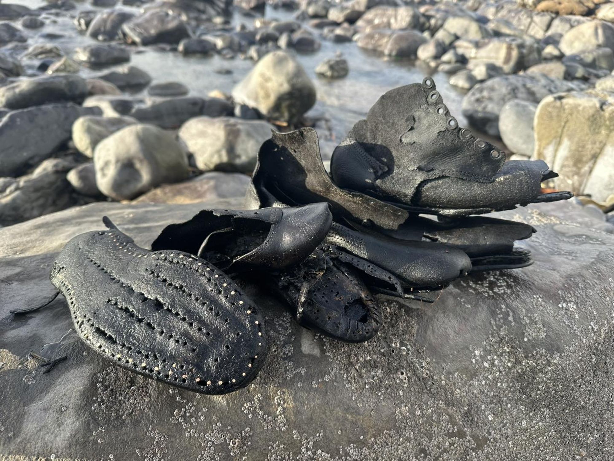 Mystery as dozens of Victorian shoes wash up on British beach