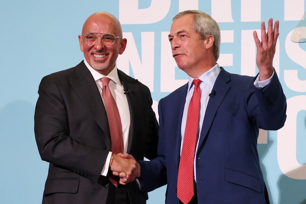 Nadhim Zahawi (left), Nigel Farage (right)