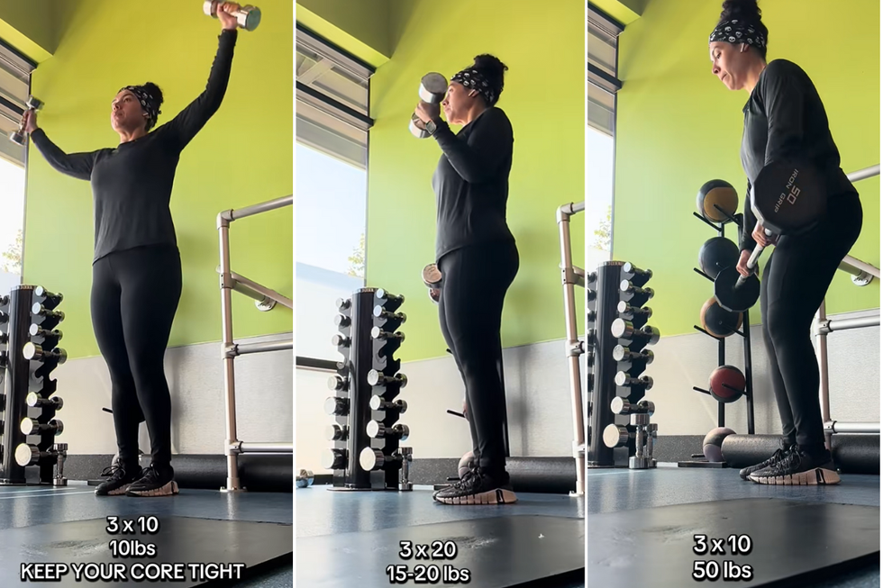 Nanda sharing her workout tips in the gym