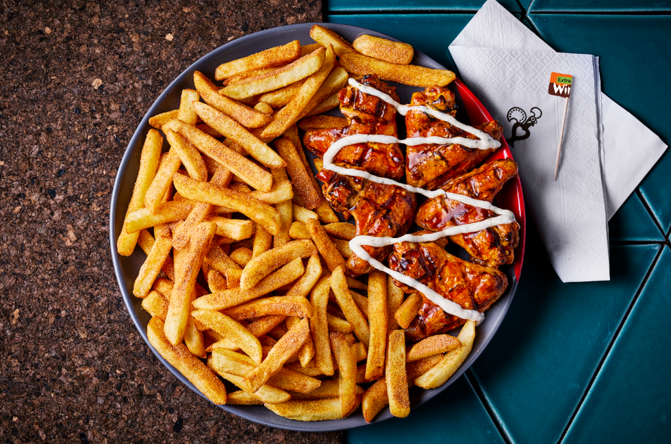 Nando's chips and chicken wings