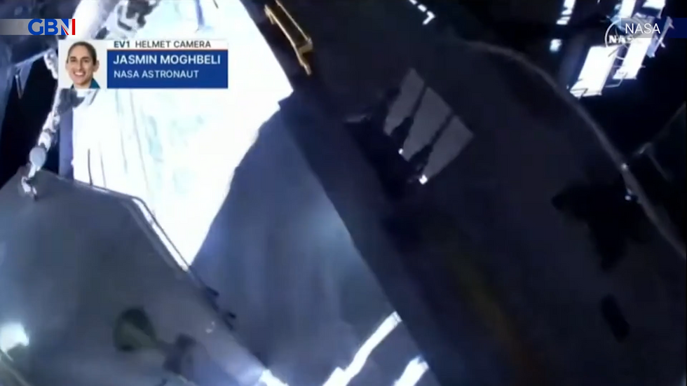 NASA astronaut drops toolbox