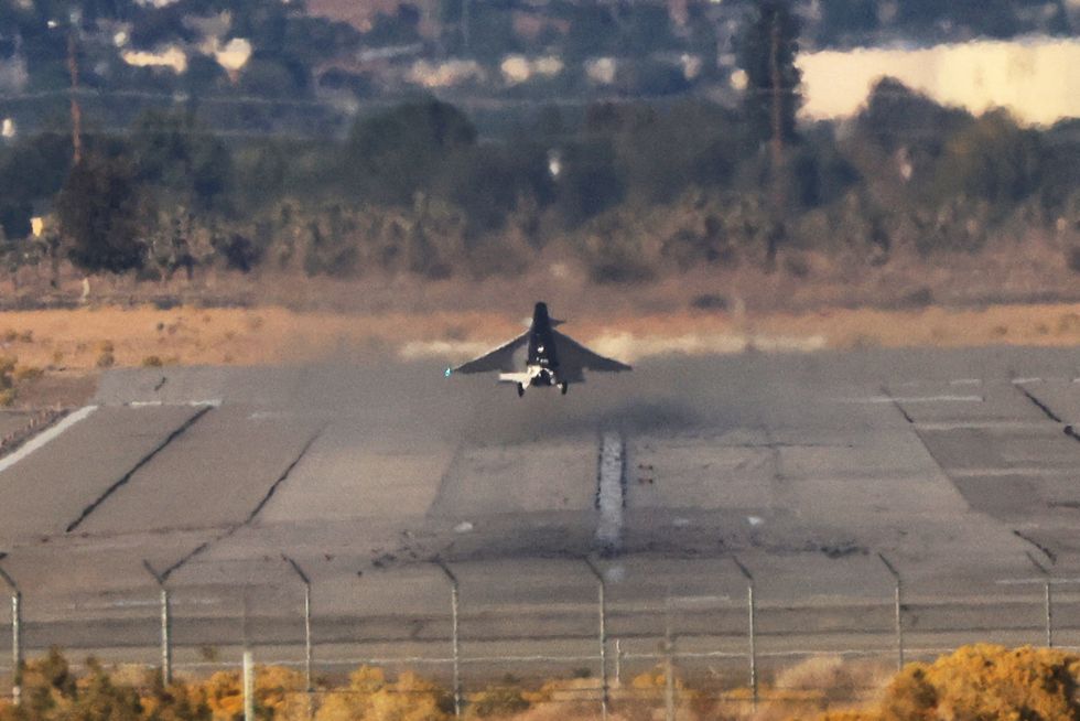 NASA's experimental quiet supersonic X-59 Quesst aircraft takes off from Runway 7 at Palmdale USAF Plant 42 in Palmdale, California