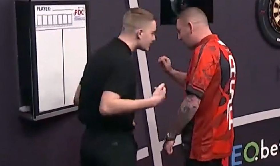 Nathan Aspinall appeared to be upset over the speed of the marker