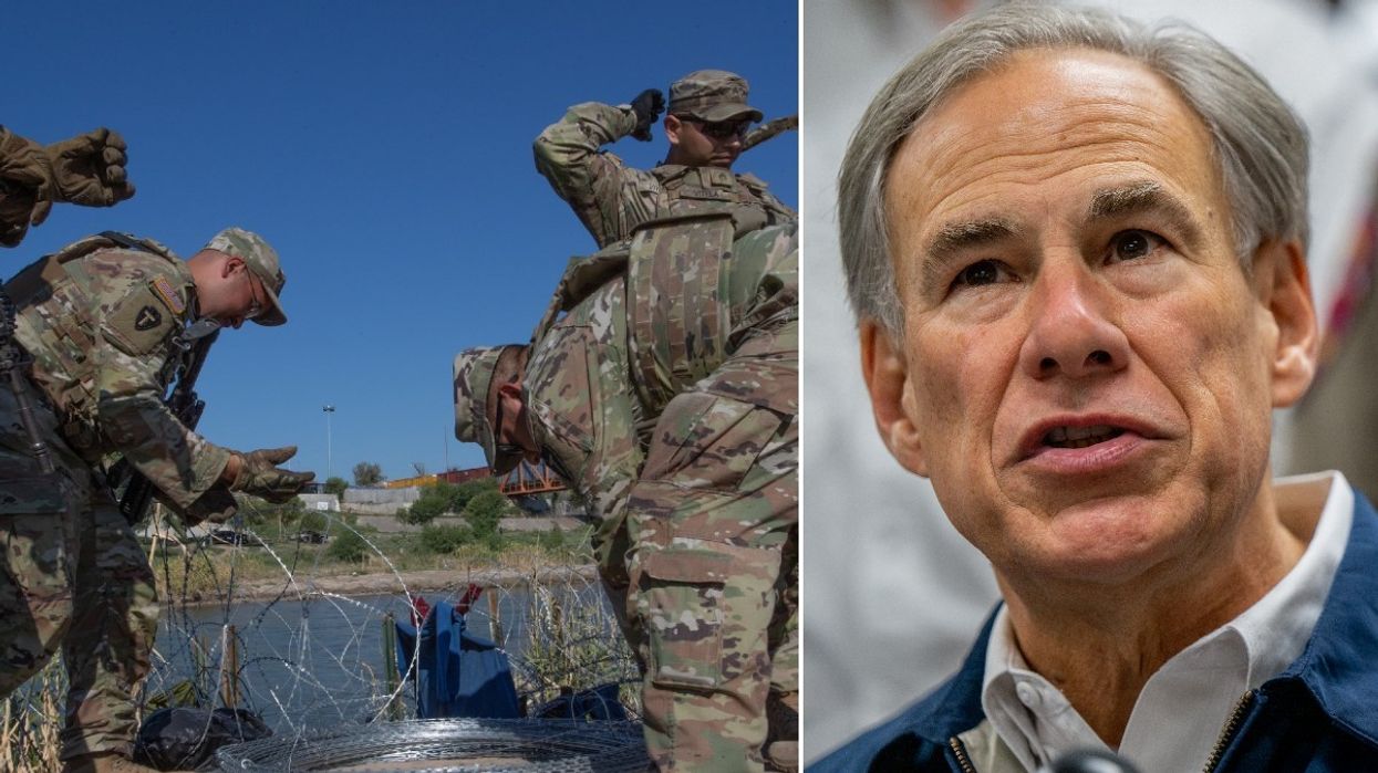 National Guard lays razor wire and Greg Abbott