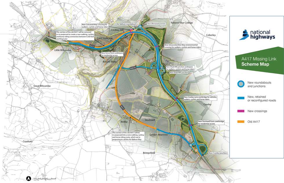National Highways' A417 Missing Link scheme map