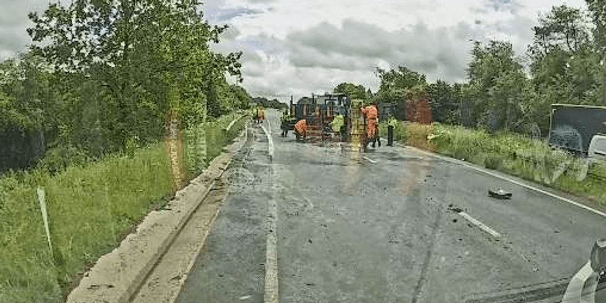 Drivers face hours-long delays after huge crash caused ‘large spillage of bitumen’ on busy road Drivers face hours-long delays after huge crash caused ‘large spillage of bitumen’ on busy road