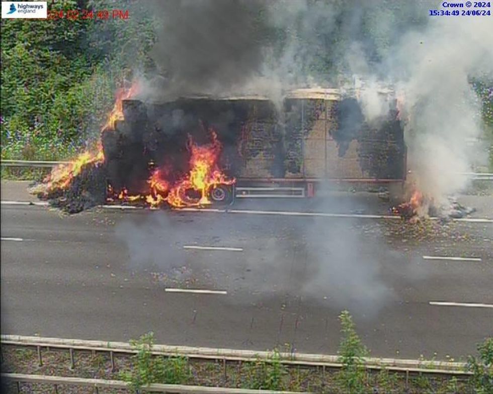 National Highways photographed the blaze