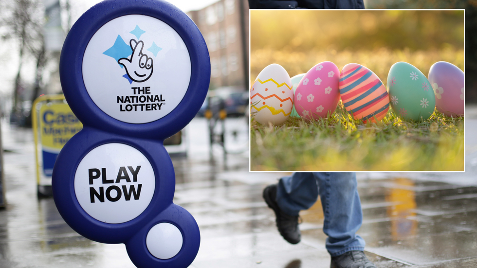 National lottery sign / Easter eggs