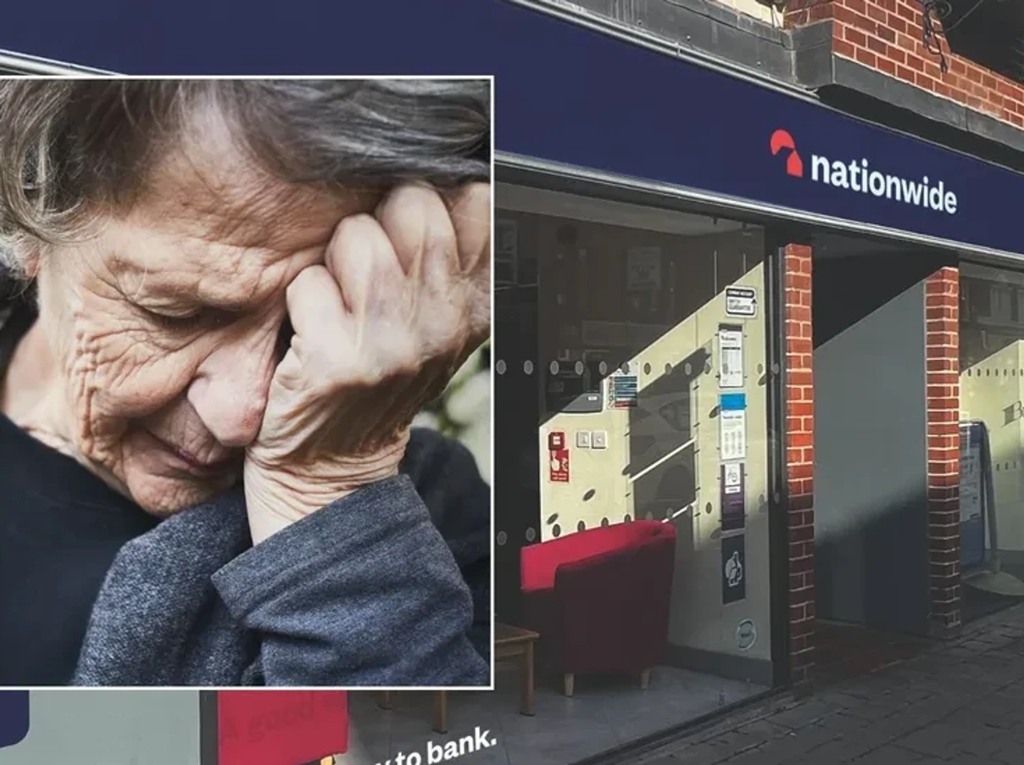 Nationwide and upset woman