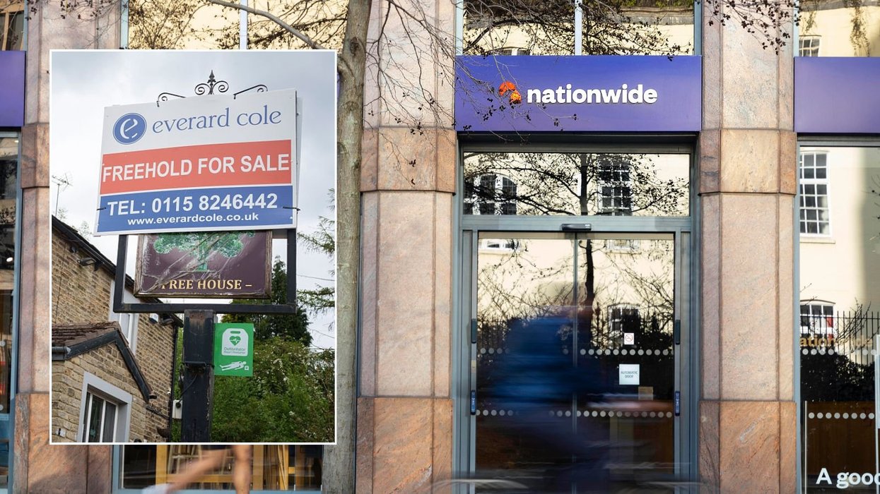 Nationwide branch and for sale sign outside house