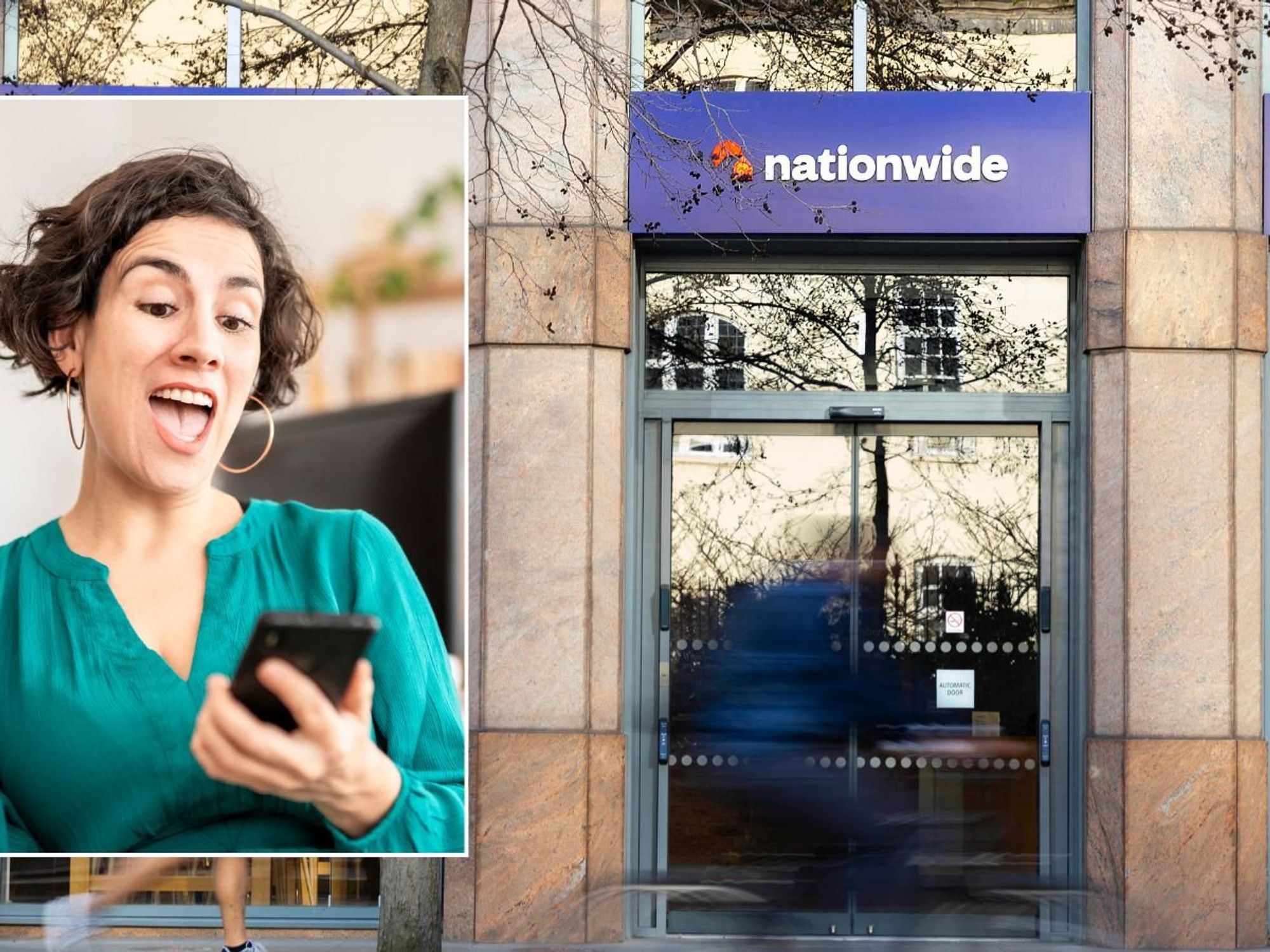 Nationwide branch and happy woman