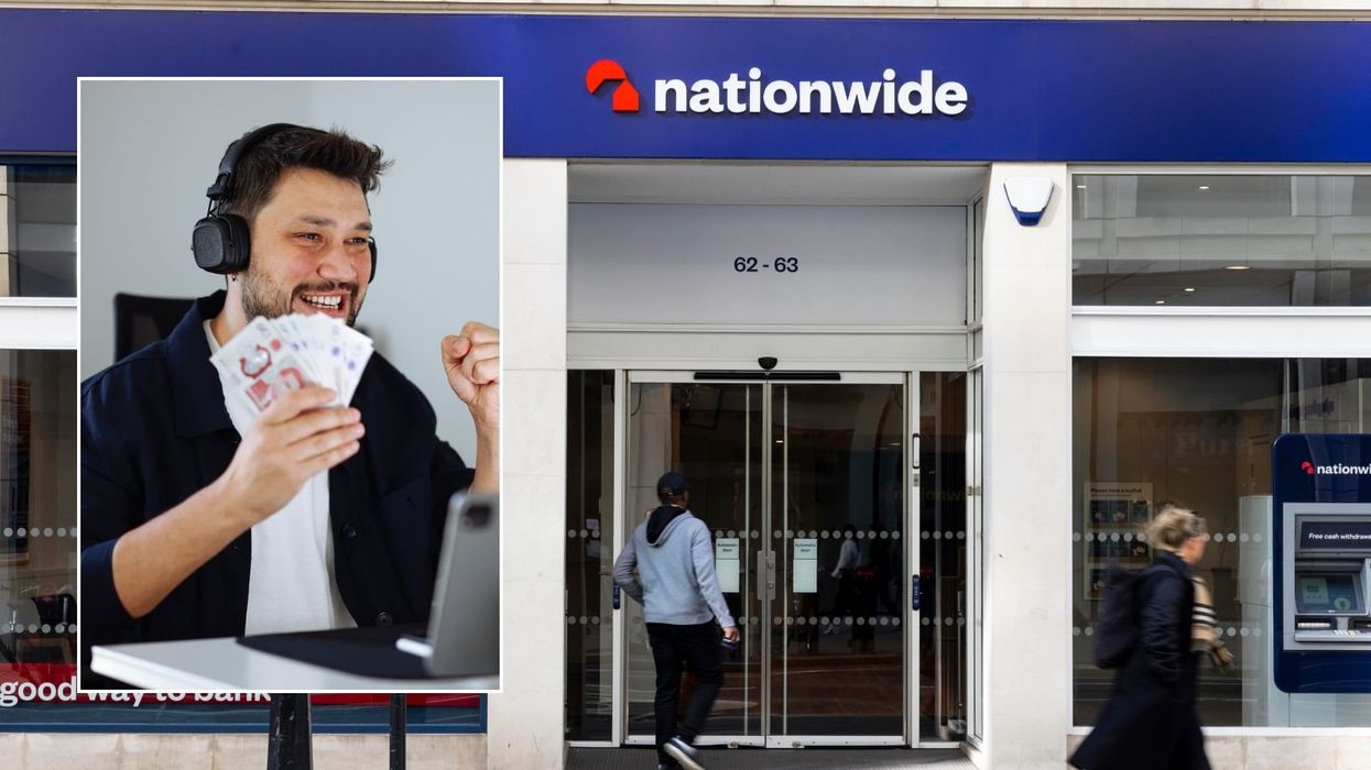Nationwide branch and man holding money