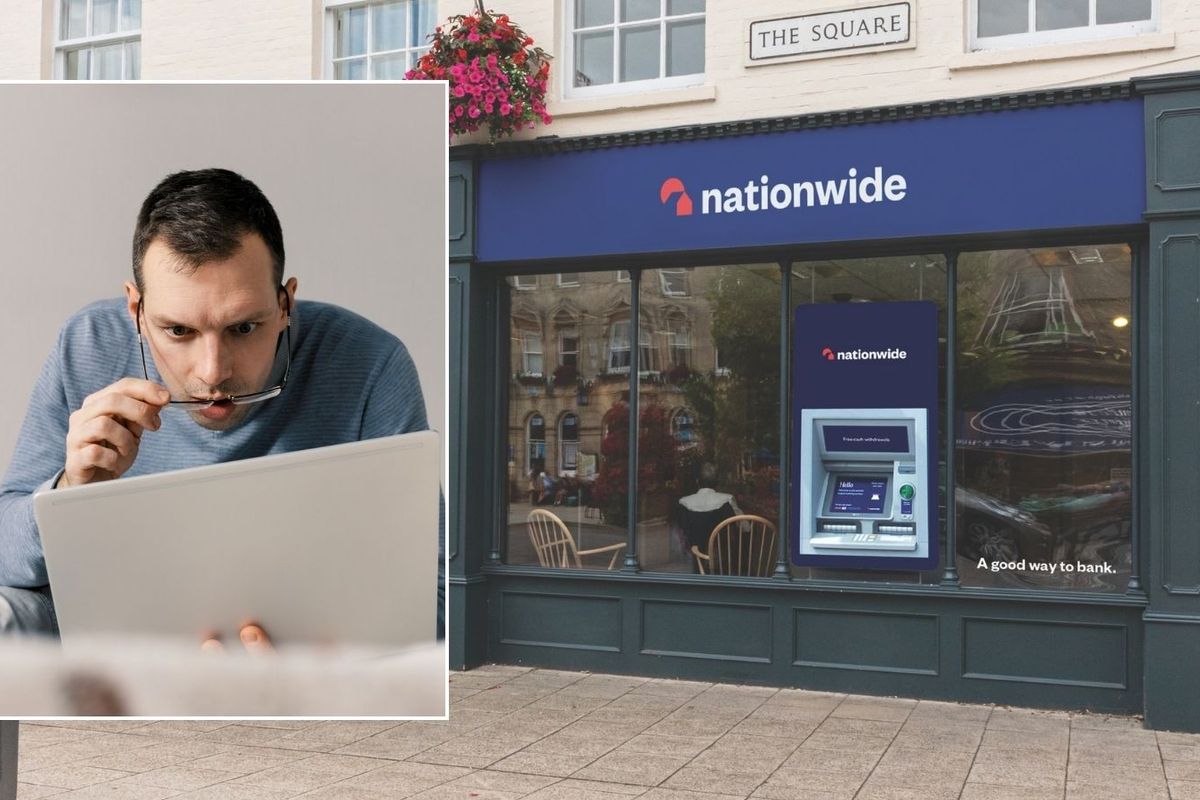 Nationwide branch and man looking at form