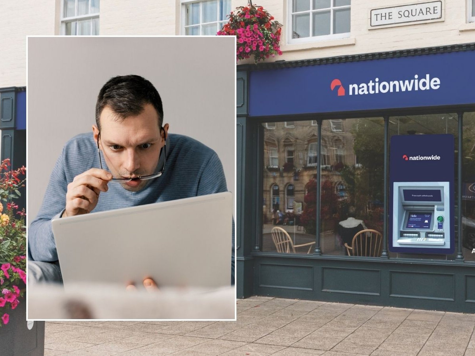 Nationwide branch and man looking at form