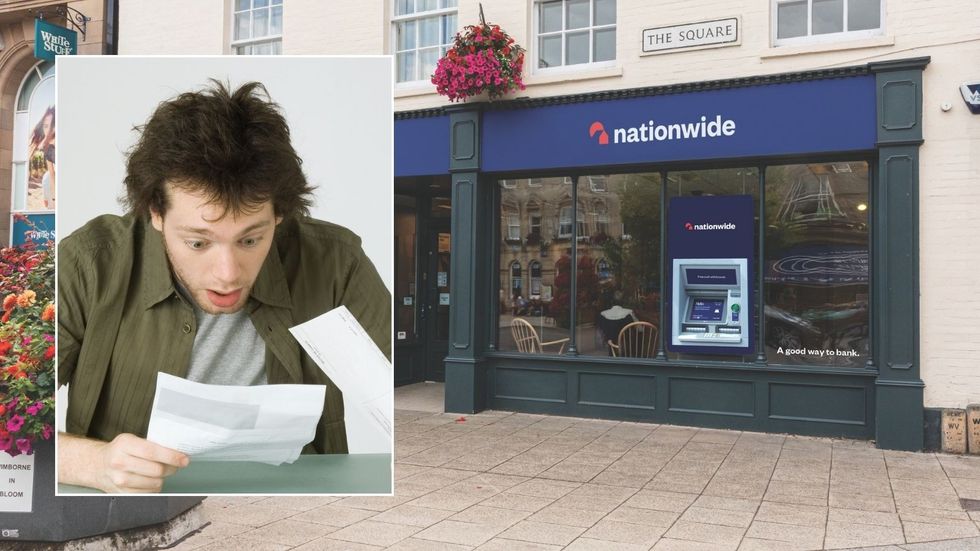 Nationwide branch and man looking shocked