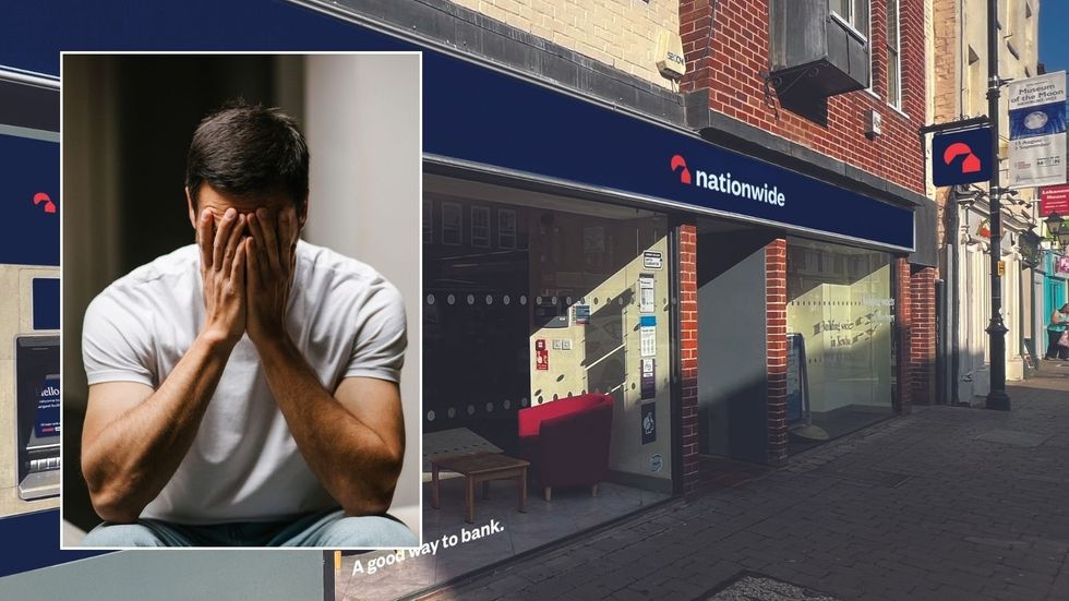 Nationwide branch and man looking worried