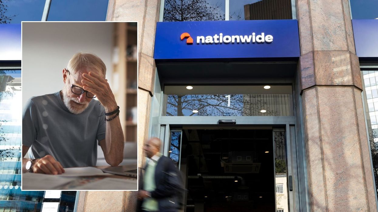 Nationwide branch and man looking worried