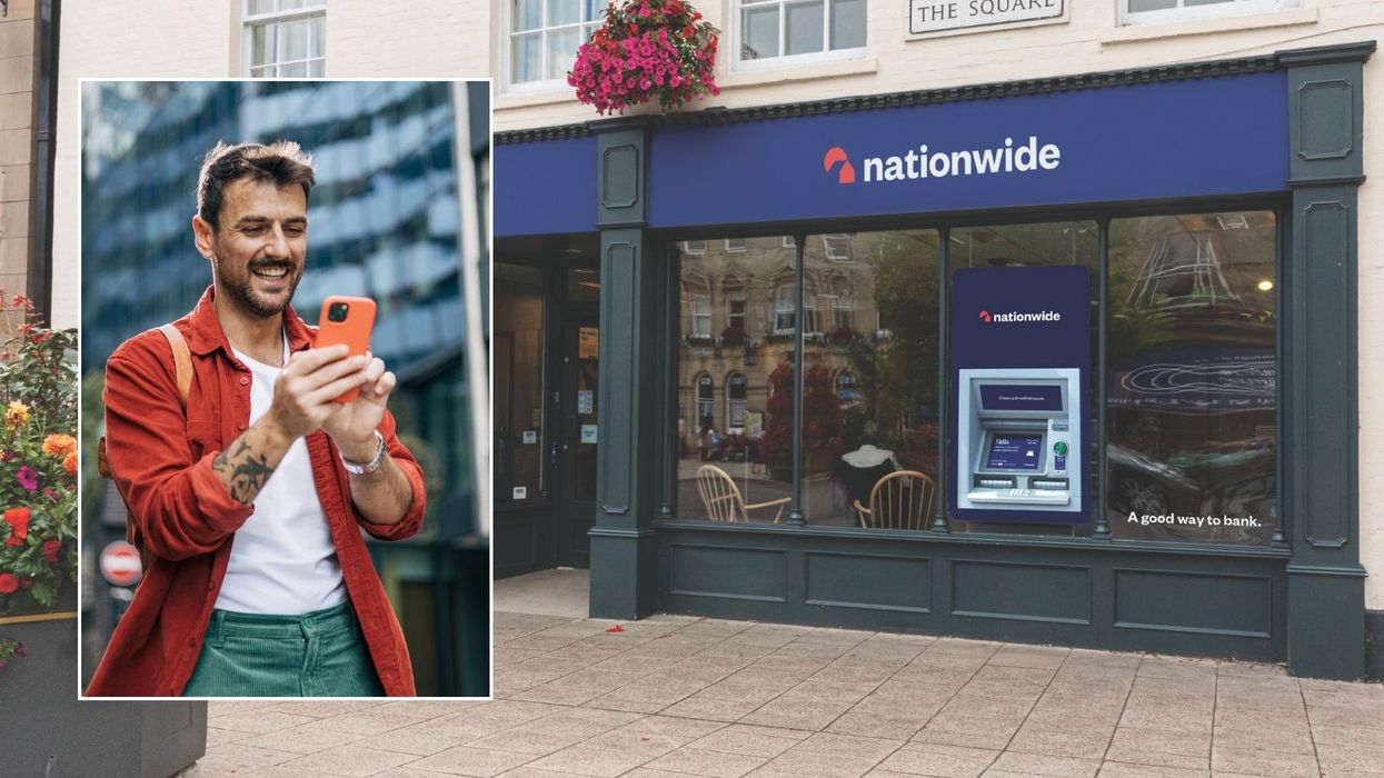Nationwide branch and man on phone