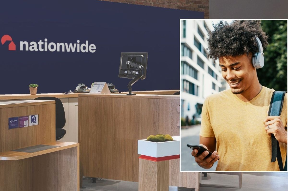 Nationwide branch and man on phone