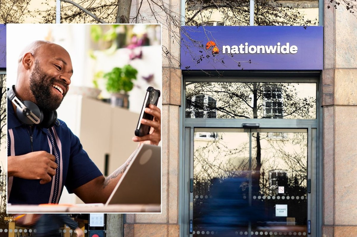 Nationwide branch and man on phone