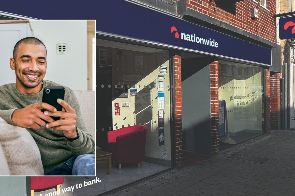 Nationwide Building Society and man on phone