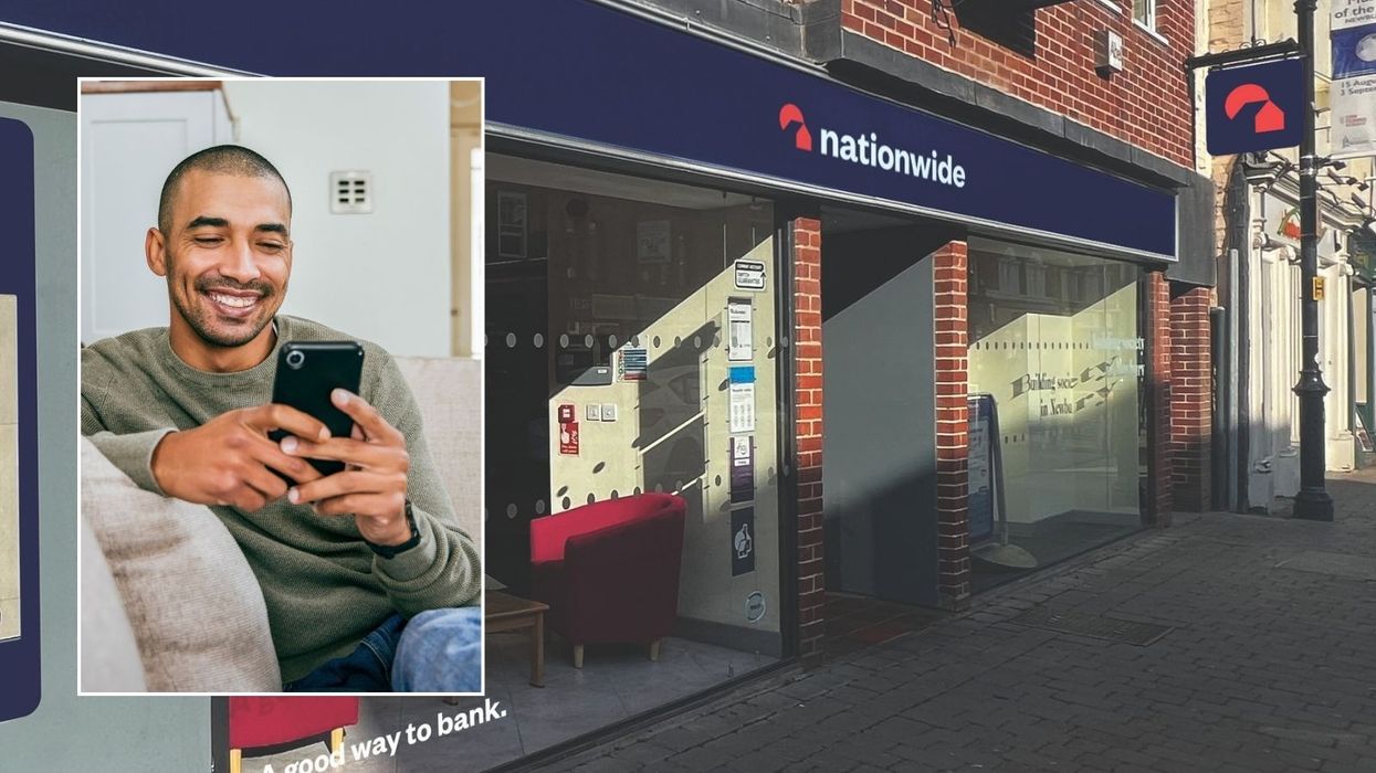 Nationwide Building Society and man on phone