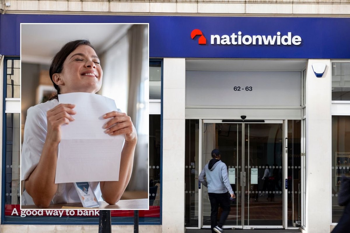 Nationwide Building Society and woman looking at letter