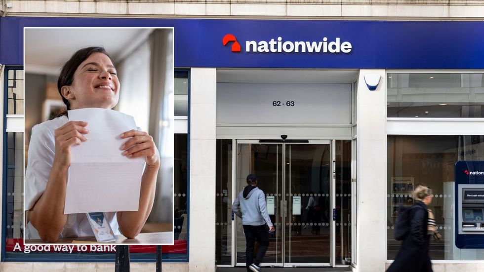 Nationwide Building Society and woman looking at letter