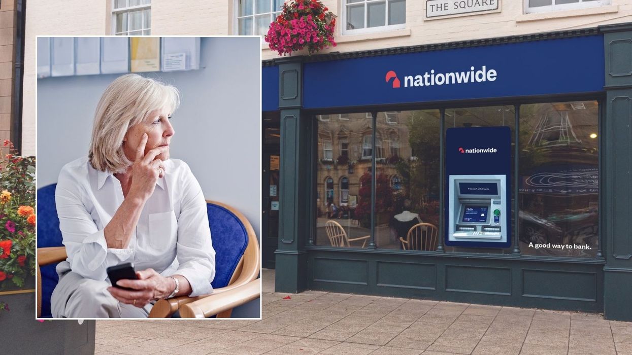 Nationwide Building Society and woman looking worried